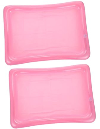 Kisangel Porte-Boisson Gonflable pour Piscine en PVC Rose, Flottant Grosse Capacité, Support de Glace pour Fêtes Tropicales et Soirées Piscine, Lot de 2 Pièces