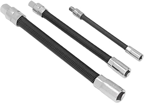 Akozon 3 Pcs Spring Steel Ble Extension Bar, Flexible Electric Bar, 1 4in 8in Connectors Drill Magnetic Holder for Automotive Repairing 2in Bit Socket Set Shaft Bits, Hex Soft