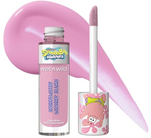 Wet n Wild Spongebob Underwater Wonder Liquid Blush, Buildable Liquid Face Blush, Natural Effect and Easy to Blend, Uniform Application, Rock Star Shade