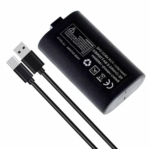 Batteria 1400 mAh + Cavo USB 2 m per Xbox One e Xbox Series - Kit Play & Charge - Compatibile Modello 1556 - Straße Game®