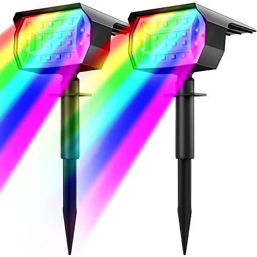 nipify RGB Spot Solaire Exterieur, Lot de 2 Lampe Solaire Exterieur Puissante avec Fonction de Multicolore, 7 Modes Réglable Lumiere Solaire, Exterieur Eclairage pour Noël Jardin Halloween