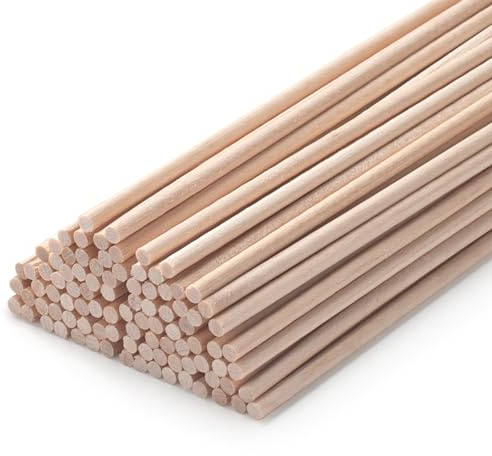 Wooden Dowels Wood Sticks for Crafts, 100 PCS 3 mm x 30 cm Wooden Poles Wood Dowel Rods for Crafting, Macrame, Tiered Cake Support, Arts and DIYers, Wedding Ribbon Wands