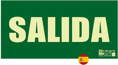 Astlight Señal Salida de Emergencia Homologada 320x160 mm | Cartel de Salida Fotoluminiscente Homologada | Señal Indicativa de Salida de Emergencia Fotoluminiscente