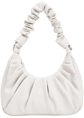 GWAWG Borsa a tracolla da donna, piccola borsa a spalla, borsa a mano da donna con tracolla regolabile, elegante pochette elegante, bianco, 22 x 11 x 6 cm