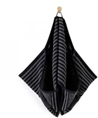 ZWOLTEX - Hundehandtuch extra saugfähig 100% Baumwolle (400 g/m²), Hunde Handtuch mit Taschen, Handtuch Hund,Oeko-TEX zertifizierte, Waschbar bei 95°C - Graphit Streifen (30x80 cm)