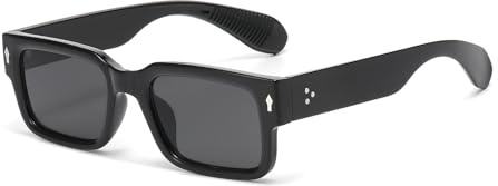 LJCZKA Retro Quadratisch Dicker Sonnenbrille für Damen Herren 90s Vintage Rechteckig Chunky Sonnenbrille Eckig Rahmen Mode UV400 Schutz