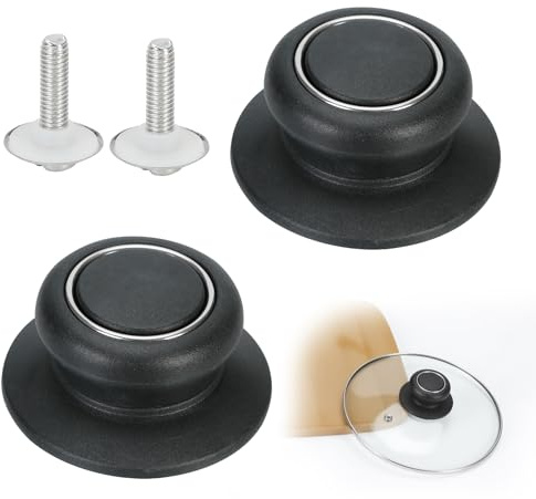 2 Pièces Boutons de Couvercle de Pot, Boutons Couvercle en Bakélite Acier | Inoxydable Anti-brûlure Rutschfest pour Poignée de Couvercle en Verre Boutons Universelle Cuisine
