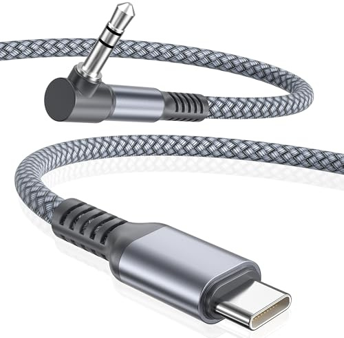 Elebase per iPhone 17 Air Cavo Aux USB C 1.8M,Tipo C a Jack 3,5MM 90 gradi | Cavo ausiliario adattatore audio ad angolo retto per auto,Gooel Pixel 10,iPhone 15 16 Pro Max,iPad Mini,Samsung S25 S24