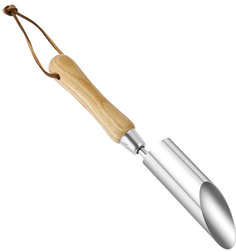 APXEL Stainless Steel Small Bulb Planter, 30cm Garden Transplanter Didder with Wooden Handle, Manual Hole Digger for Planting Tulips Daffodils Lilies Dahlias and Other Bulb Plants