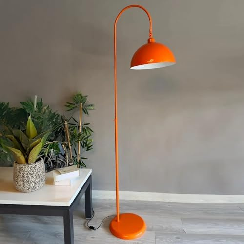 bamyum Gorkiede Metall, Moderne, Stehlampe Wohnzimmer, Schlafzimmer, Kinderzimmer mit E27 Fassung, 30 cm Breit, verstellbarer Lampenschirm, Stehleuchte mit Dimmer, Orange