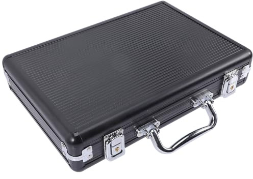 Robuster Pokerchipsbehälter Modell 200 aus Aluminiumlegierung Schwarz | Runde Kanten, Leichte Bauweise, Sortierung für Chips und Würfel, Schaumstoffeinlage mit Sicherem Halt