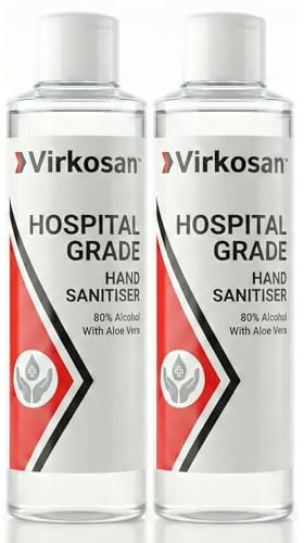 Virkosan Professional Hospital Grade Hand Sanitiser Alcohol Gel 80% Alcohol | Anti bac hand gel, sensitive skin, aloe vera. EN 1500 & EN 14476 tested, antibacterial & virucidal. No sticky residue.