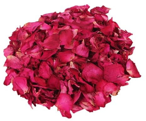 Petali di Rosa Secchi 100g, Petali Floreali Naturali | Uso per Bagno Floreale, Profumo Naturale, Confezione Sacchetto Sigillato e Bicchiere in Plastica