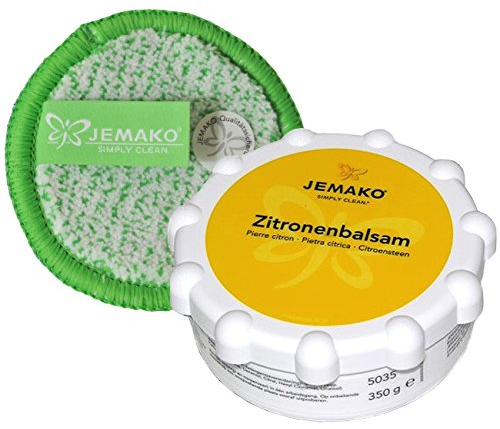 JEMAKO Set Zitronenbalsam 350g für Metall Edelstahl Glaskeramik Duopad grün mini Ø 9,5 cm