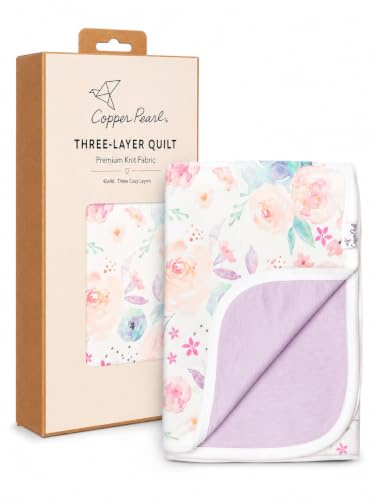 Copper Pearl Three-Layer Baby Blanket: Soft Quilts for Boys & Girls | Breathable, Cozy Toddler Blanket | Newborn Quilt | 46x46 Premium Polyester/Rayon Bloom