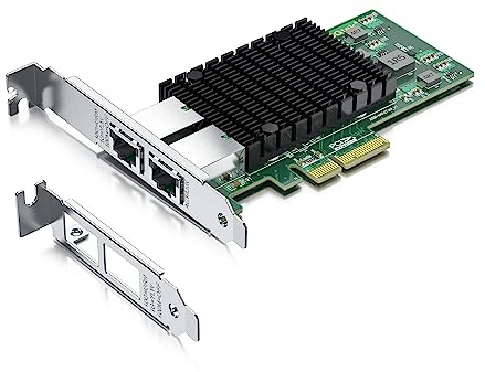 H!Fiber.com Tarjeta de Red Ethernet de 10 GB para Intel X550-T2 - ELX550AT2 Chip, con Doble de Cobre RJ45 Puertos, Adaptador de Red LAN X4 10gb PCI Express, para el Triunfo