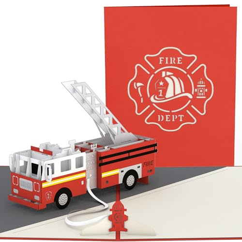 Lovepop® Feuerwehrauto 3D Pop-Up Karte – zum Geburtstag, Arbeitsjubiläum, Ruhestand für Feuerwehrmann/-Frau, für Kinder Feuerwehr | inkl. Umschlag & Versteckfach für Geld & Gutscheine