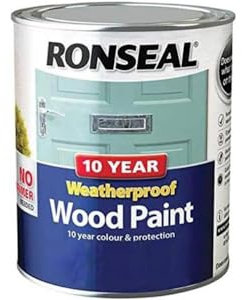 Ronseal 10 Year Weatherproof 2-in-1 Wood Paint Black Satin 2.5 Litre,Black
