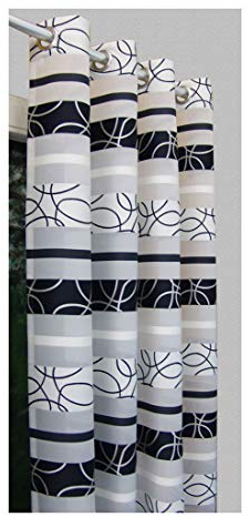 Ösenschal Phantasie Dekoschal gestreift mit 8 Ösen 240 x 130 cm dunkelblau