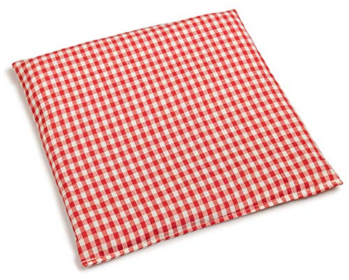 Cojín de huesos de cereza, 24 x 24 cm, color rojo y blanco, para microondas, horno, congelador