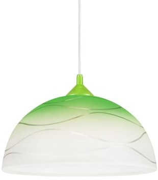 Licht-Erlebnisse Pendelleuchte Glas Metall Grün Weiß Esszimmer Esstisch rund Ø30 cm E27 blendarm Retro dekorative Hängelampe Küche ADANIA