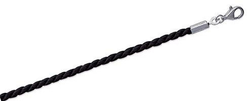 Tata Gisèle Collier Cordon Torsadé en Textile Noir avec Fermoir en Argent 925/000