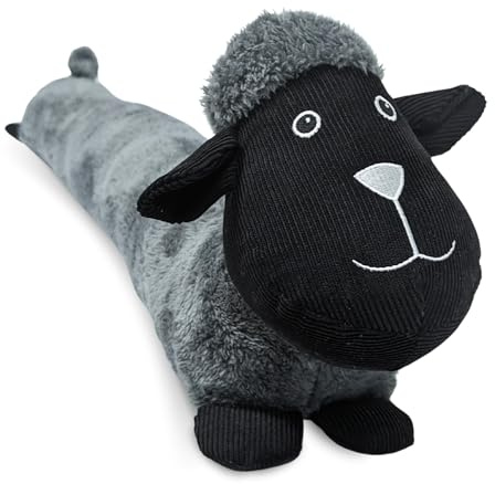 Draught Excluder for Door Stopper 86 cm Grey Sheep Long Cotton & Sand Filling Heavy Weight Draught Stopper Cushion decorative Velvety Soft Draft Excluder- Sheep shield highland Herringbone