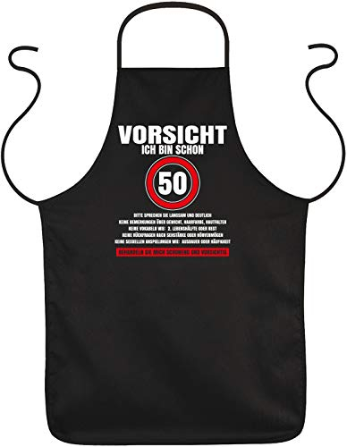 Sprüche Grillschürze 50.Geburtstag, 50 Jahre Kochschürze : Vorsicht ich bin schon 50 - lustige Schürze 50 Geburtstag