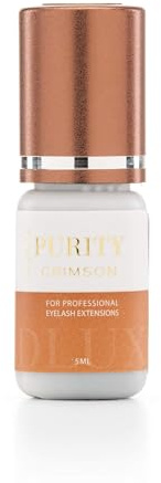 DLux Professional Purity Crimson, colla marrone per extension ciglia 5 ml, asciugatura rapida 0,5–1 secondo, lunga durata 8 settimane, formula professionale per tecniche volume