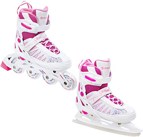 RAVEN 2in1 Schlittschuhe Inline Skates Inliner LED Räder für Kinder Mädchen verstellbar