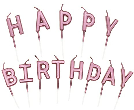 Candeline Happy Birthday, Particolari Candele di Compleanno, Cake Topper Decorazioni Torta Candele Decorative per Feste di Compleanno (Oro Rosa)