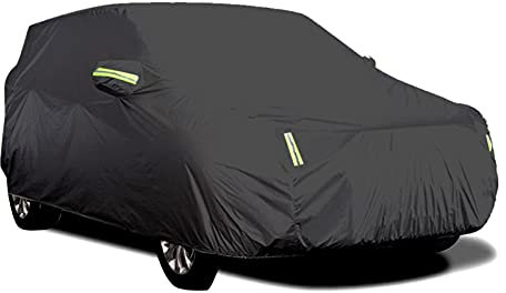 Shkalacar Funda Coche Exterior Impermeable,Cubre Coches Exterior,Transpirable,Anti-UV Resistente al Polvo Nieve,con Hebilla Fija, Tira Reflectantes (XL)