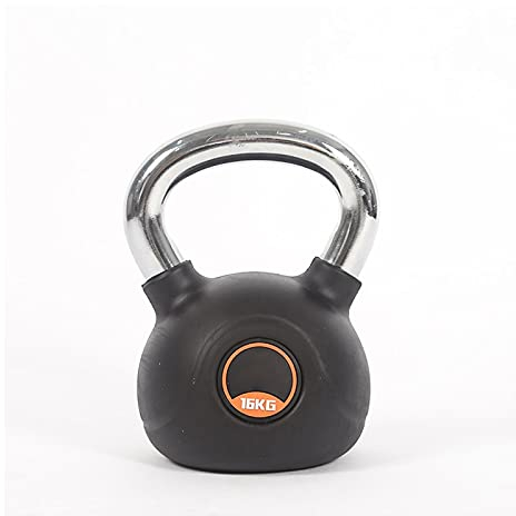 Cfty Kunststoff beschichtete Gusseisen Kettlebell 4kg 8kg 10kg 12kg 14kg 16kg 20kg Fitnessgeräte Männer und Frauen Krafttraining Home Sports Kettlebell (Schwarz, einteilig)(16kg)