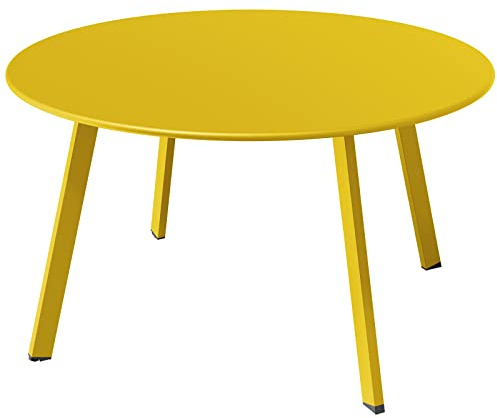 Grand patio Tavolo da caffè, Tavolo da balcone, Resistente alle Intemperie, Tavolo Ausiliare per Esterni, Interno, Soggiorno, Ufficio, Giardino, Balcone (Giallo zolfo)