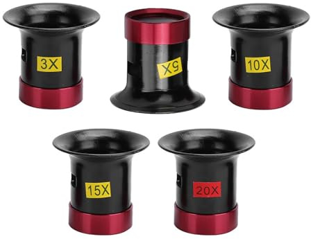 Loupe d'horloger, Loupe de Réparation en Alliage d'aluminium, avec lentille en verre 3x, 5x, 10x, 15x, 20x, Loupe de Bijoux pour Tous Les Travaux de Précision