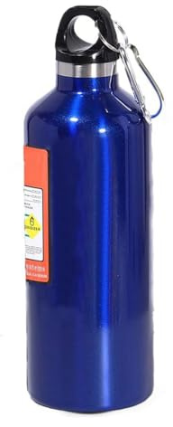 Sportvattenflaska med krok, 500 ml, sportflaska, kväveflaska tillverkad av BPA-fri, utomhusaktiviteter, bil, mat, rostfri vattenflaska för barn, skola, sport, cykel, fitness (blå)