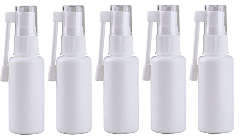 FSSTUD 5 frascos de plástico para garganta de 30 ml, rellenables, vacíos, con atomizadores nasales, con barra de rotación de 360 grados, para viajes y uso doméstico