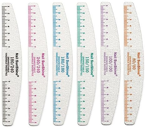 Professional Half Moon Nail File 100/180 Sandpaper Lime Sanding Polishing Files Nail Equipment Manicure Buffer Nail Tool-5pcs