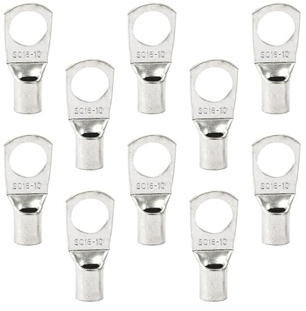 Rumyve10 Copper Lug Ring Terminal Connector,SC16-10 Ring Terminal,Battery Cable End Hole Pressure Nipple Ring Terminal Connector