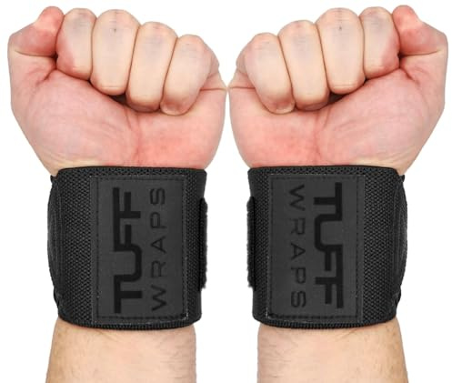 TuffWraps 16 Wrist Straps for Gym - No Thumb Loops - Powerlifting, Weightlifting, and Bench Press Support - Durable Wrist Straps Gym Accessory for Enhanced Wrist Support