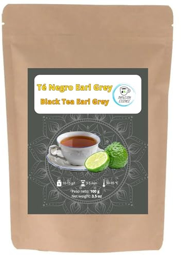 Té Negro Earl Grey I Té Antioxidante, Energético y Digestivo I Té Negro en Hojas Sueltas (50 tazas) 100 g (Earl Grey)