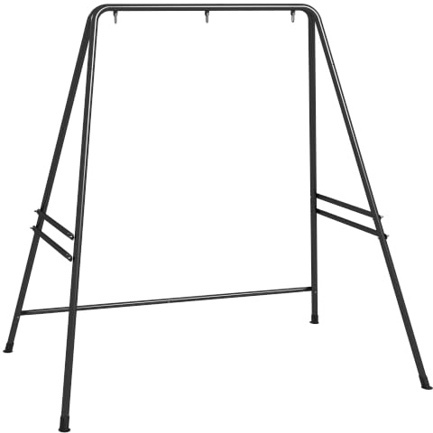 Outsunny Hammock Chair Stand Heavy Duty 178L x 143W x 180H cm Black | Hanging Hammock Air Porch Swing Chair, Egg Cahir, Indoor & Outdoor Use, Metal Frame for Swing Seat