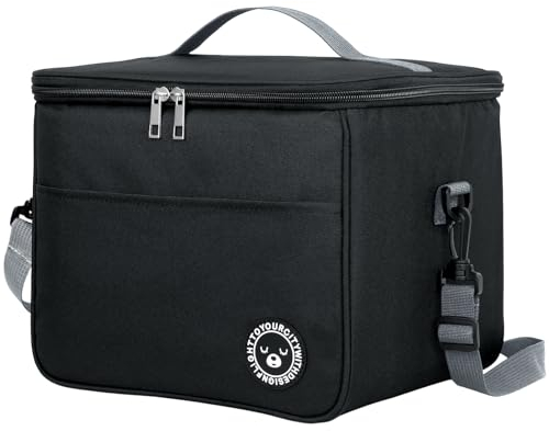 SOMIYAMI Lunch Bag 12.7L Large Insulated Lunch Bags for Men & Women Cool Bag Lunch Box Thermal Lunch Bag Adults Waterproof Leak-Proof for Work, School, Outdoor Camping, Travel Food Bag (Black)