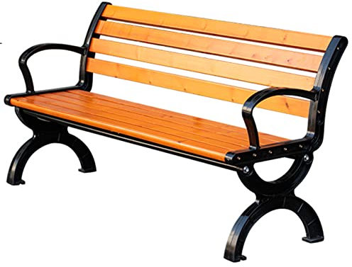 Gartenbank, Hof-/Terrassenbank aus Metall mit Lattenrost, Gartenbankstuhl mit Stahlrahmen, Sitzbank für Veranda, Arbeits- und Eingangsbereich, wetterfeste Sitzmöbel, Zweiersofa-Bank für Schu