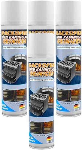 4 x 400ml Backofen & Kaminglasreiniger Set mühelos Ruß vom Kaminglas entfernen Kachelofen Scheibe reinigen