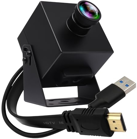 IFWATER Caméra HDMI USB 60 fps haute vitesse 4K HDMI USB3.0 Sortie simultanée Caméra PC Zoom numérique 2X avec objectif 120 degrés sans distorsion pour services religieux, culte, éducation travail