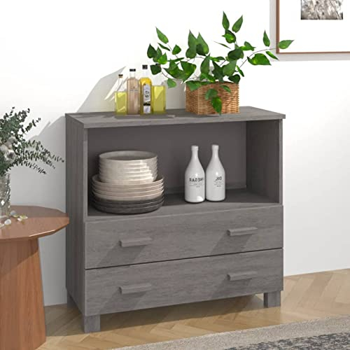 JUDYY Sideboard, Kommode Schlafzimmer, Kommoden & Sideboards, Wohnzimmerschrank, Flur Kommode, Zimmer Möbel, Hellgrau 85x35x80 cm Massivholz Kiefer