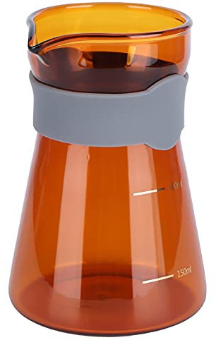 Qukaim Caffettiera in vetro borosilicato, bollitore con scala, marrone, capacità 1,2 l, ideale per preparare il caffè a casa