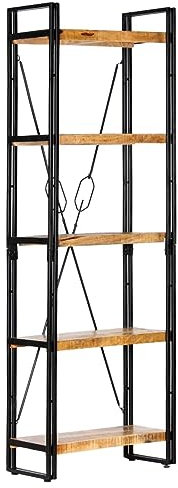 Iiaky Bücherregal 5 Fächer 60 x 30 x 180 cm BüCherregal Regal Bookshelf Bucherragel BüCher Regal Mango Massivholz