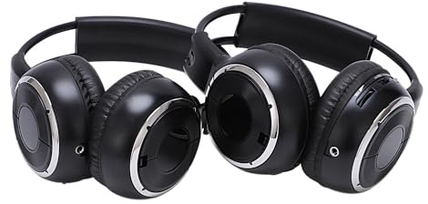 Ggnaxivs 2 X Doppel-Infrarot-Stereo-Funkkopfhörer-Headset Ir-Auto-DVD-Player-Kopfstütze Schwarz
